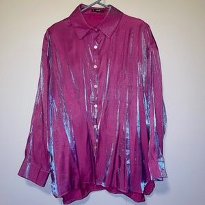 Long Metallic Button Blouse